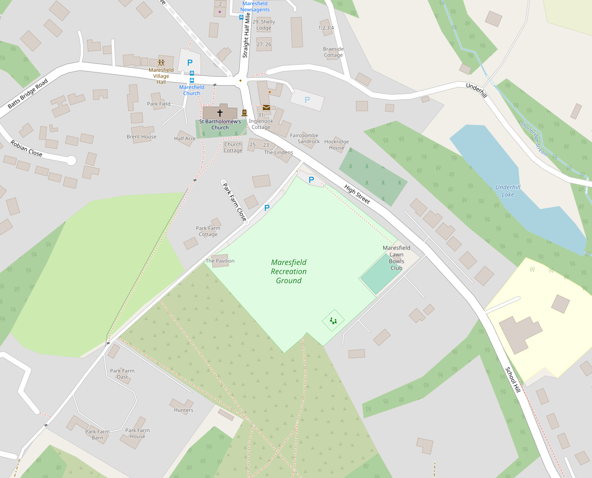 Map with location of Maresfield Recreation Ground